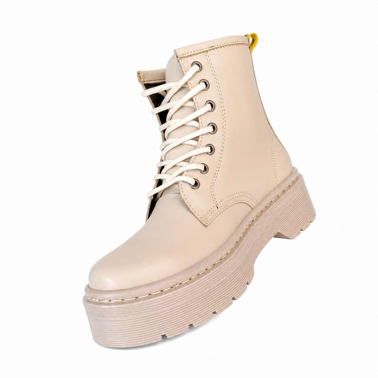 Botas Militar Plataforma Beige 5cm