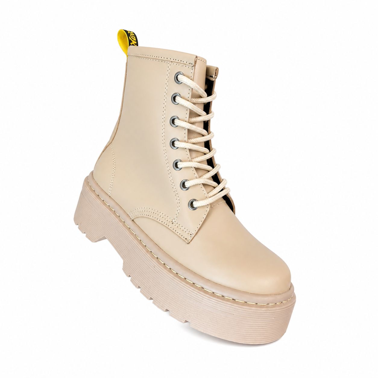 Botas Militar Plataforma Beige 5cm